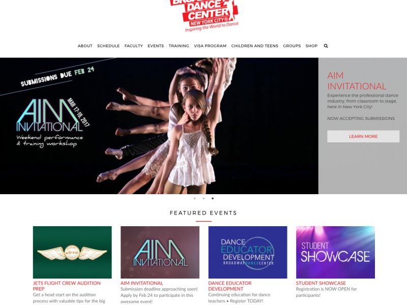 Broadway Dance Center homepage